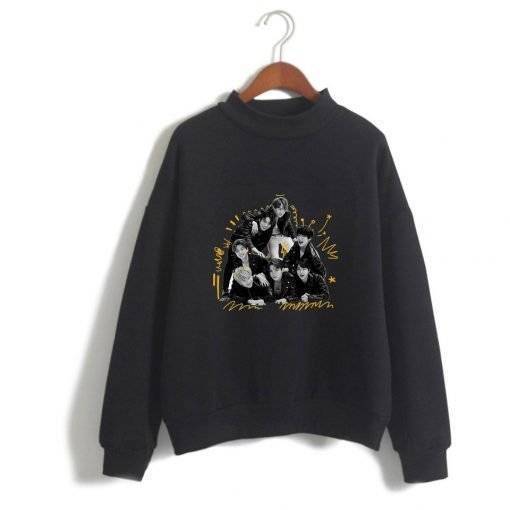 BTS MAP OF THE SOUL 7 Long Sleeve Turtleneck Sweatshirt BTS MAP OF THE SOUL 7 Sweatshirts Color: Black F|Black G|Grey F|Grey G|Navy F|Navy G|Pink F|Pink G|White F|White G