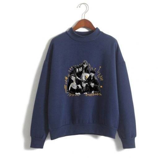 BTS MAP OF THE SOUL 7 Long Sleeve Turtleneck Sweatshirt BTS MAP OF THE SOUL 7 Sweatshirts Color: Black F|Black G|Grey F|Grey G|Navy F|Navy G|Pink F|Pink G|White F|White G